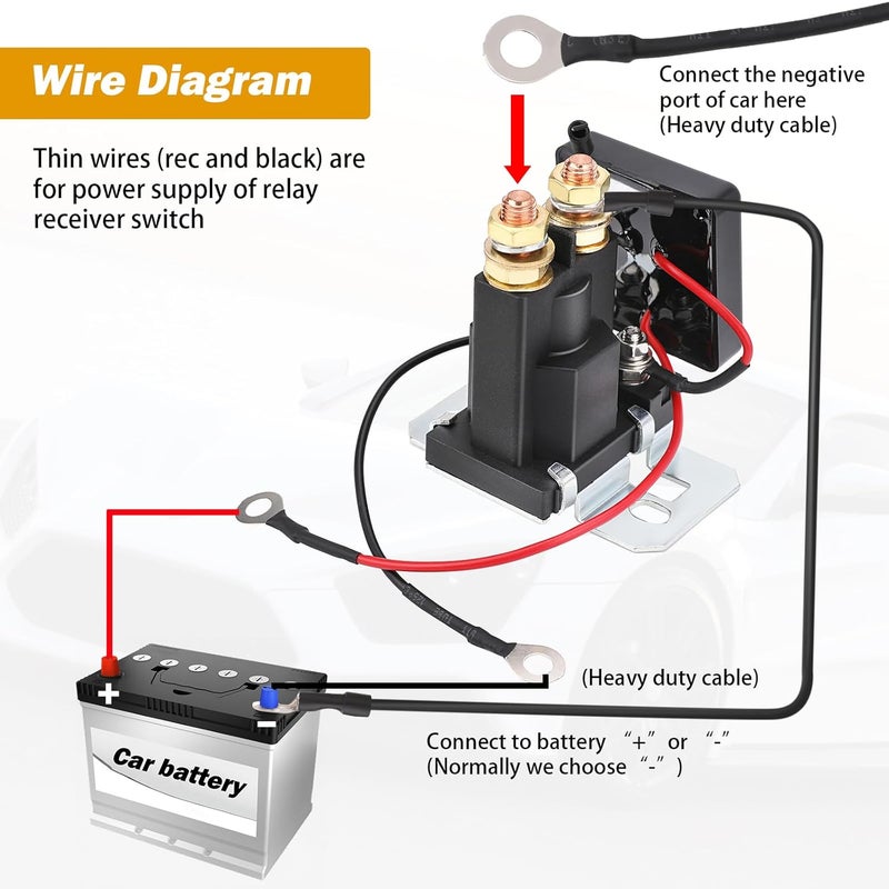 FEITON 500A Starting 200A Rated Wireless Battery Disconnect Switch & 4 AWG 1FT Battery Cables Set, Remote Kill Switch for Car Truck DC12V Anti-Theft Prevent Battery Drain Battery Switch Isolator On Off - Image 5